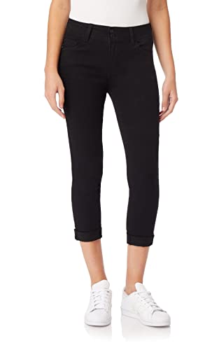 WallFlower Jeans for Women Ultra Crop 23.5 Inseam Mid-Rise Insta Soft Denim Juniors Jeans Noir 9