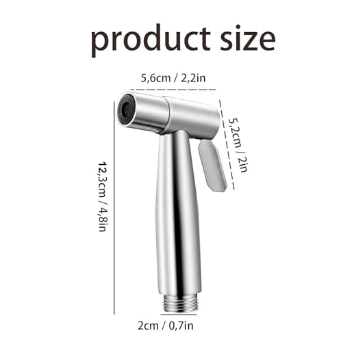 Bidet Handbrause, Edelstahl WC Duschkopf, Toiletten Bidet Sprühkopf, Hand Bidet Sprayer, WC Sprühpistolendüse, für Reinigung von Toiletten, Badezimmern, Körperpflege und Haustieren, Silber – Bild 3