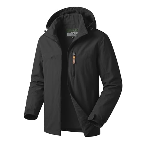 Muwodkdn Veste Coupe Vent Homme en Softshell Extérieur Veste Imperméable Homme avec Capuche Détachable Fermeture Eclair Léger Sport Outdoor Manteau Homme...