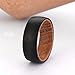 Adreamz 8mm Whiskey Barrel Wood Inlaid Inner Liner Black Stainless Steel Ring Matte Brushed Domed Fashion Promise Wedding Band for Men Women Comfort Ring Size 10