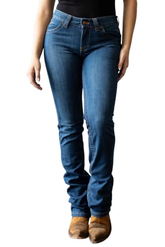 Kimes Ranch Women's Betty 17 Western Modest Bootcut Mid Rise Straight Fit Extra-Durable Shape-Saving Blue Jean