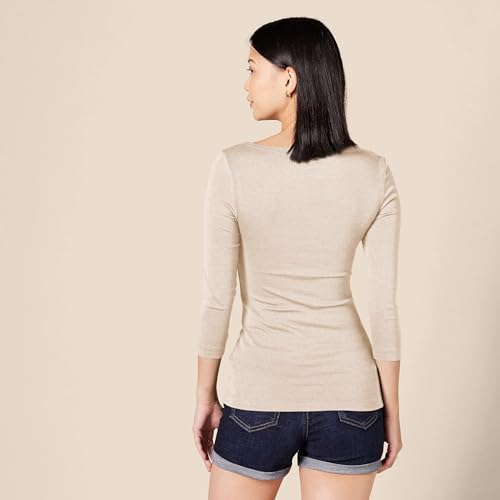 Image of Amazon Essentials Women's Slim-Fit 3 /4 Sleeve Boat Neck Tops Cotton Modal T-Shirt