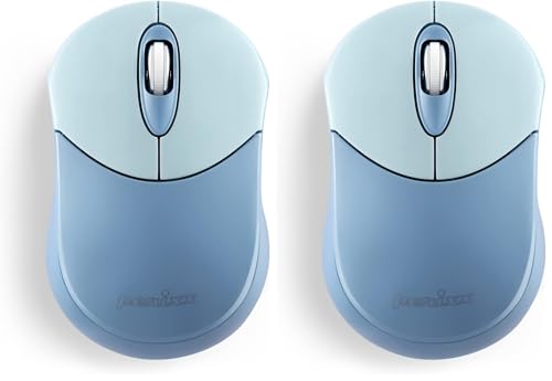Image of Perixx PERIMICE-802BL Wireless Bluetooth Mouse - Portable Design - Compatible with Windows, iOS, and Android PC, Laptop, Tablet, and Smartphone - Blue (12142) (Pack of 2)