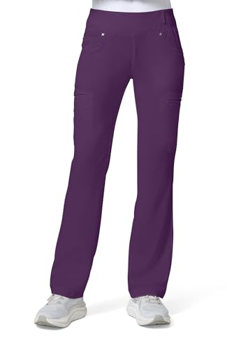 Cherokee Scrubs for Women Mid Rise Straight Leg Scrub Pants For Women Pull-on Bottoms with 6 Pockets & 360 Stretch - CK002