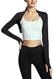 Women's Athletic Cropped Shrug Long Sleeve Quick Dry Ballet Wrap Cardigan Cooling Open Front Shrug Sun Protection UV Arm Sleeves for Cycling Golf Dance Casual