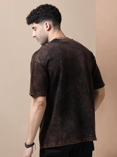 Image of boffi ... 100% Cotton Oversized T-Shirt Unisex Drop Shoulder Dye Washed Street Look Black Pack of 1