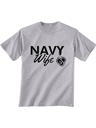 Navy Wife Dogtags Short Sleeve T-Shirt In Grey - Xxx-Large #TOP20