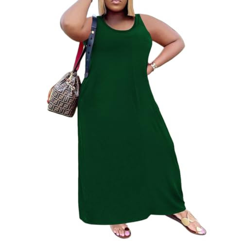 Image of TOPSRANI Womens Plus Size Maxi Dresses for Women Oversize Casual Short Sleeve V Neck Loose Plain Solid Trendy Summer Dress
