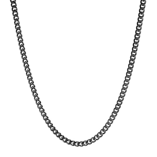 Chaîne cubaine homme en acier inoxydable argenté ou doré de 3.5mm à 9mm