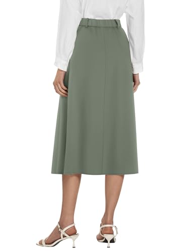 Women's High Waisted Midi Skirts Business Casual Flare Dressy Work