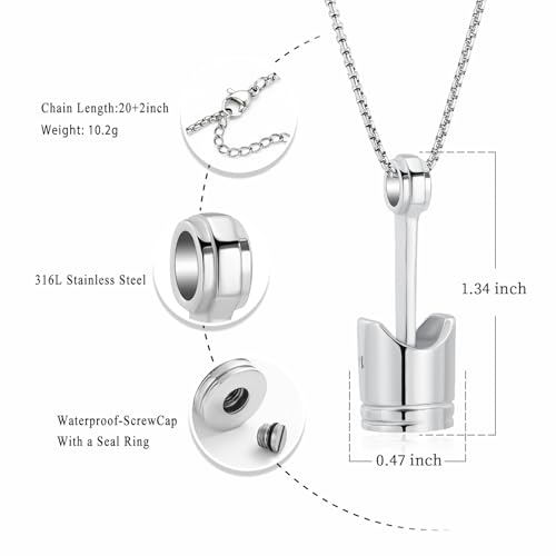 Car Parts Stainless Steel Piston Cremation Urn Necklace For Men Keepsake Memorial Jewelry Hold Ashes2