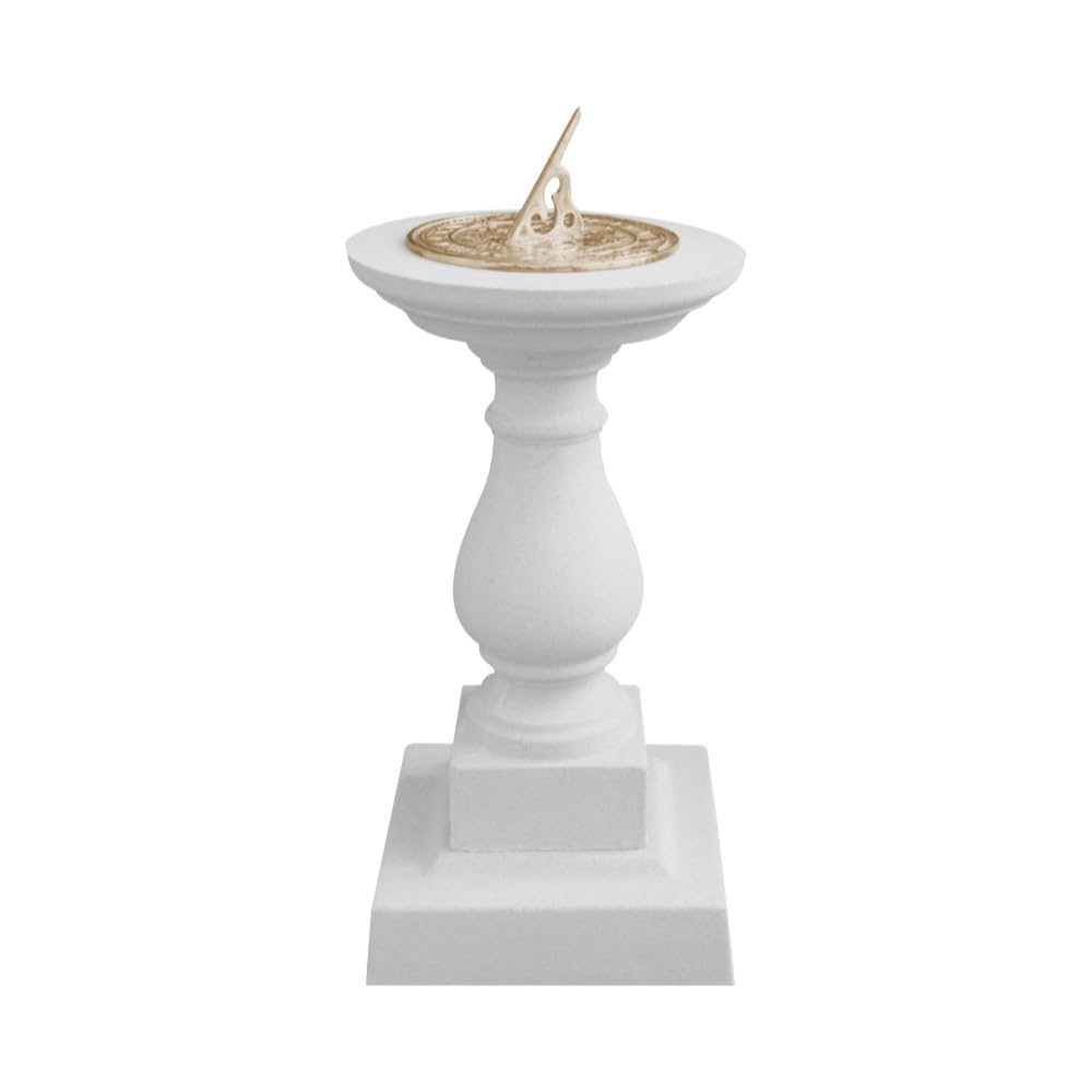 Cast Stone Classic Sundial Garden Stoneware, 3 Colours: Buff, Natural Portland, Charcoal (Brass Sundial, Natural Portland)