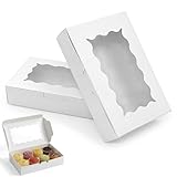 Jiaoshou Pan 20 Pièces Boîtes à Gâteau avec Fenêtre Transparente, Emballage Pâtisserie Carton 18x11x3.8 cm, Coffret Cadeau Vide, pour Cookies Muffins Macarons et Pralines (Blanc)