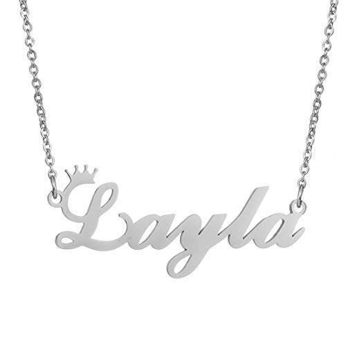 Layla Crown Name Necklace,Personalized Name Pendant Necklace Old English Font Custom Handmade Necklace Jewelry Gift for Girls and Women Necklace,Silver Necklace Layla Crown Name Necklace,Personalized Name Pendant Necklace Old English Font Custom Handmade Necklace Jewelry Gift for Girls and Women Necklace,Silver Necklace