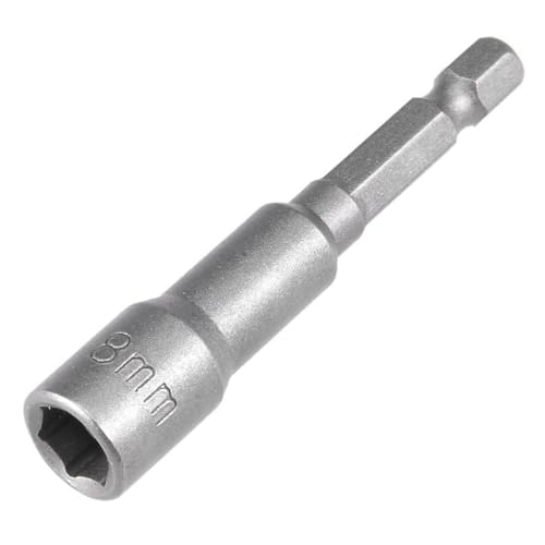 Fixinus Llave de vaso magnética de 8 mm, 1/4 pulgadas hexagonal para taladro o destornillador inalámbrico, 65 mm de longitud, 1 pieza