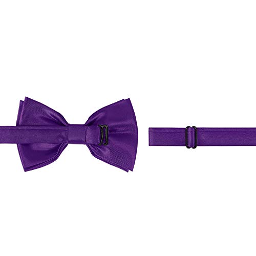 HDE Purple Cummerbund, Bow Tie, Pocket Square for Men Satin Tuxedo Set