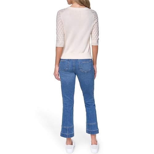 Image of Nautica Women's Crew Neck Solid Short Sleeve Sweater