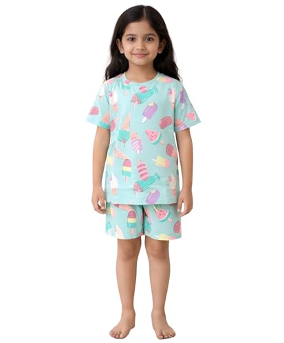 Image of ANTHRILO Sleepwear Shorts Set for Girls| Material: 100% Pure Cotton | Fabric: Skin-Friendly, ensuring a Soft Touch on Delicate Skin| Fit: Regular |Age Range: Suitable for Girls Aged 0-14 Years