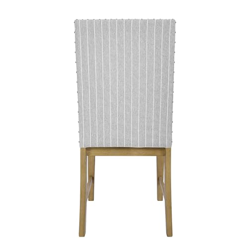 Image of HomePop Upholstered Wood Apron Dining Chair - Light Gray Stripe (Set of 2)