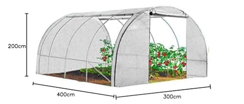 IDMarket - Serre Tunnel de Jardin 4 Saisons 12M² Blanche Gamme maraîchère Zebra 4x3M