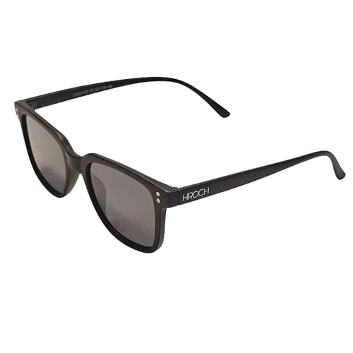 Óculos de Sol HROCH Masculino Preto, Lentes com Proteção UV 400, design quadrado, Modelo Vittorio com Estojo de luxo