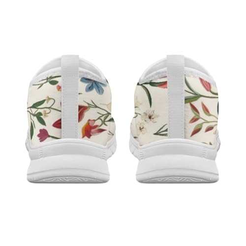 Image of Floral Sneakers for Women Colorful Art Shoes for Women Slip On Casual Work Shoes