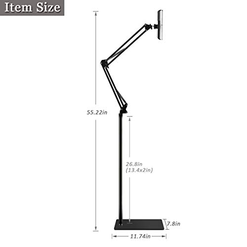Adromy iPad Verstellbar Bodenständer, Handy und Tablet-Bodenständer 360 Grad drehbar Tablettenhalter für 4.7-13 Zoll Pro… – Bild 5