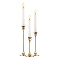 Nuptio Candlestick Holders Taper Candle Holders, Set of 3 Candle Stick Holders Set, Brass Gold Candlestick Holder Set, Vintage Modern Decorative Centerpiece for Table Mantel Wedding Housewarming Gift