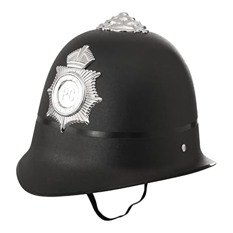 Wowow Kids Police Helmet | Kids Police Costume Accessory | Black Police Hat With Chin Strap & Badge | Police Costume Kids Fancy Dress Accessory | Suitable For Ages 3 And Over Cover