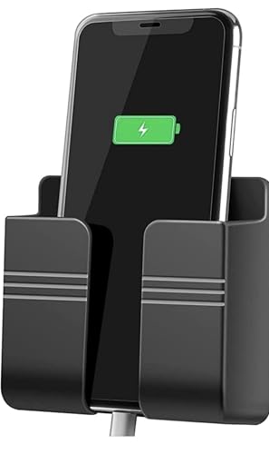 Image of TOXXON Wall Mounted Mobile Holder Storage Case for Remote, Wall Mounted Mobile Stand /Multi Purpose Stand with Hole for Phone Charging (Black-Pack of 2)