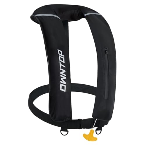 Owntop Inflatable Swim Vest for Adults, Lightweight Manual Swim Jacket with 24g CO2 Cartridge, Soft Padded Neckline for Kayak, Fishing, Paddle Sports, Black