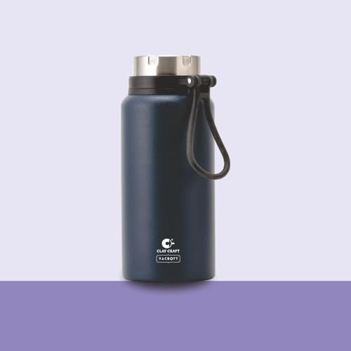 Image of CLAY CRAFT VACBOTT Topaz Uno Double Walled|18 Hours Hot and 24 Hours Cold Vacuum Insulated|Thermosteel|Flask Bottle 900 ml Steel Bottles for Travelling|BPA-Free|BIS Certified|1Year Limited Warranty