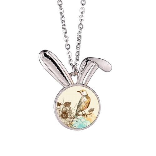 Collier lapin coloré et oiseaux cadeau poétique idéal pour elle