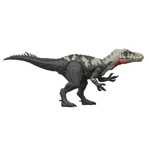 Mattel Jurassic World: Die Wiedergeburt Gigantic Thrashers-Dinosaurierfigur, Chilantaisaurus große Spezies Spielzeug, 2 Stampfattacken, digitaler Spielspaß, JGB95, [Mehrfarbig]