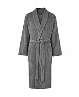 THE SAVILE ROW COMPANY LONDON Men's Lightweight Super Soft Warm Fleece Bath Robe Dressing Gown - Grey Plain - Medium