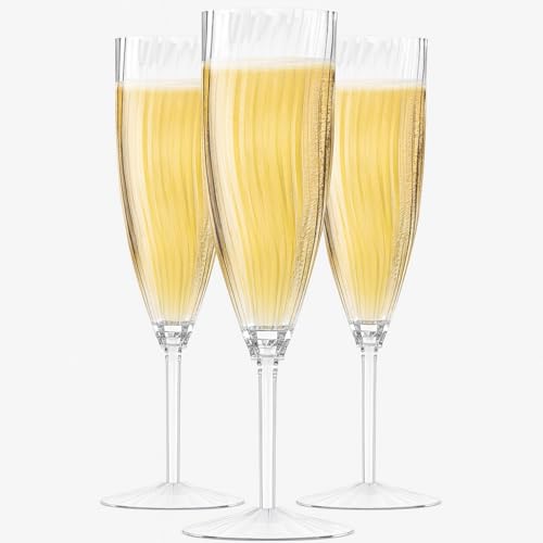 Oojami 6oz Clear Plastic Champagne Glasses 24 Pack