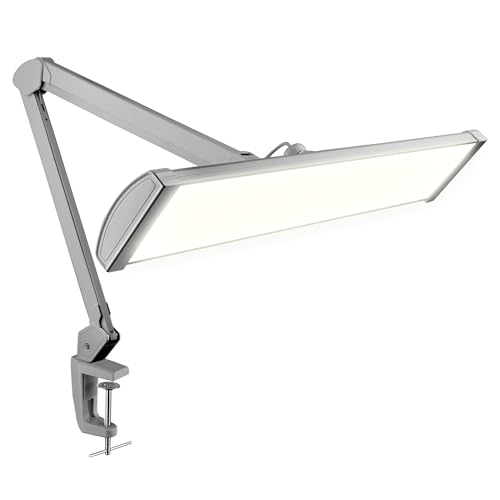 Image of Neatfi 3,500 Lumens LED Desk Lamp – 45W Dimmable Task Light | Adjustable Color Temperature | 3 Light Modes | 540 SMD LEDs | Reading, Craft, Workbench & Office (Silver-2, 26-Inch Wide Shade)