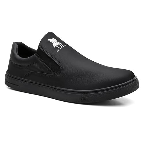 Tênis Slip On Casual Polo Masculino Extra Macio + Pulseira Preto