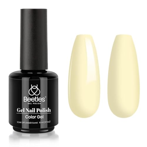Beetles Pastel Yellow Gel Polish - Lemon Cheese 15ML/0.51Fl Oz, Yellow Gel Nail Polish, Soak Off UV LED Lamp Pastel Nails Art, Long-Lasting Manicure Salon DIY Home Easter Spring Nails