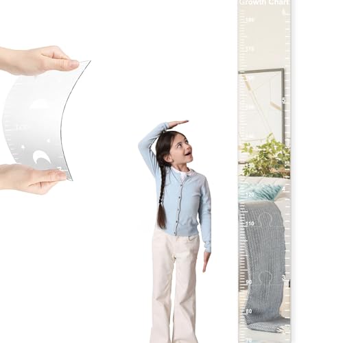 Image of Growth Chart Mirror, Height Ruler with Stickers,Puzzle Mirror Growth Chart for Wall,Growth Chart for Wall-Shatterproof Acrylic Full Body Measurement