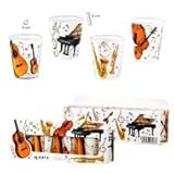 set 4 vasos chupito motivo musical 5 X 6 cm