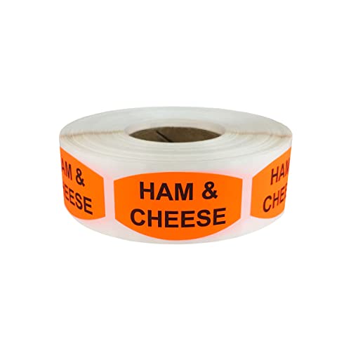 Ham and Cheese Grocery Store Food Labels .75 x 1.375 Inch Oval Shape 500 Total Adhesive Stickers
