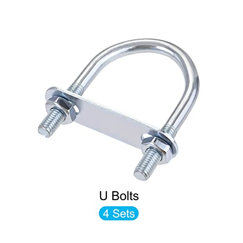 Image of METALLIXITY U Bolts 4 Sets (M8x42x75mm), Round U Bolt Steel with Nut and Plate - for Construction, Pipe