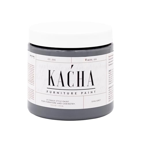Kacha Furniture Paint | Grey Chalk Style Paint for Furniture, Cabinets, and Crafts | Pint -16 oz | Siva Grey | Low VOC | Matte | (Topcoat Required)