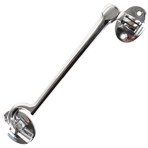 TERF® 150mm Heavy Duty Polished Chrome Cabin Door Hook and Eye Lock 150mm (6 inch) Cabinet Latch including Fixing Screw For Door Gate Window Closet Shed Latch - Image 4