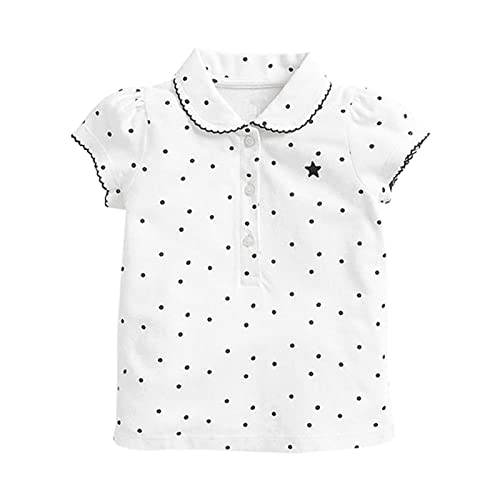 Toddler Cute Star Embroidery School Uniform Baby Summer Solid Polo Shirt Girl Short Sleeve Button Down Collar Clothes