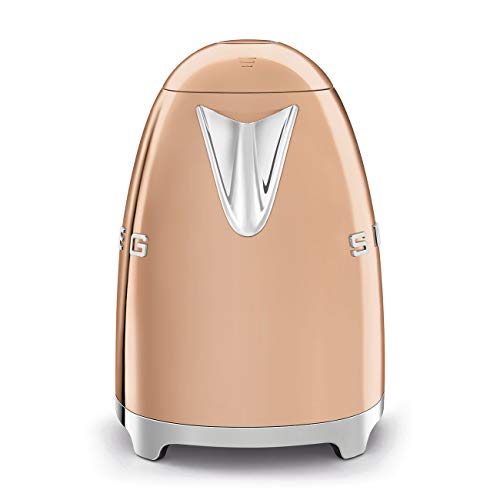 Image of Smeg KLF03RGUS 50's Retro Style Aesthetic Electric Kettle with Embossed Logo, Rose Gold