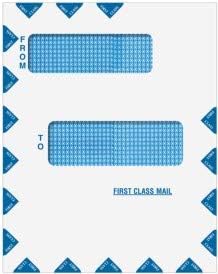 Offset Double Window First Class Mail Envelope, Moisture Seal, 100/Pk