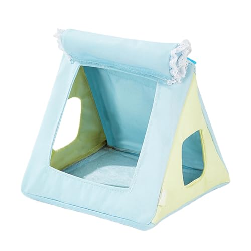 鳥のベッド 三角寝床ハウス 小動物ハンモック 吊り下げ暖かい巣 ハンギング鳥かご オウム用 四季対応 二重窓通気設計 防水&簡単清掃 玄鳳・牡丹・セキセイインコ専用 吊り下げ式 安定構造 小型鳥用巣箱(17×16×15cm)