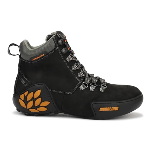 Image of Woodland Black Nubuk Oily Polished Mens Boot - Premium Stylish Trendy Fashion Footwear, Comfortable & Durable Design, Perfect for Daily Wear, Casual Outings, Office, Lightweight Shoes